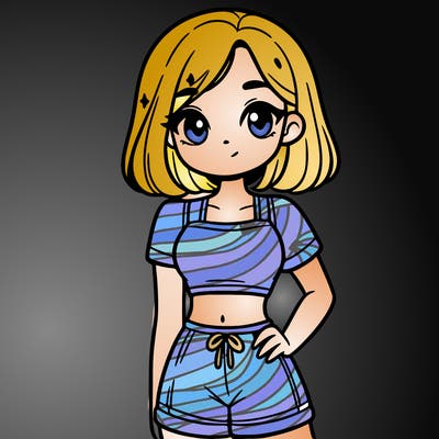 a cute teenage girl wearing a crop top and shorts