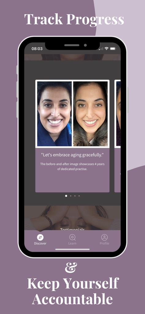 REVIVE STUDIO - Resultados de yoga facial antes y después y seguimiento del progreso en la aplicación Revive Studio