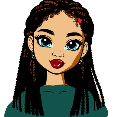 a realistic black girl with braids