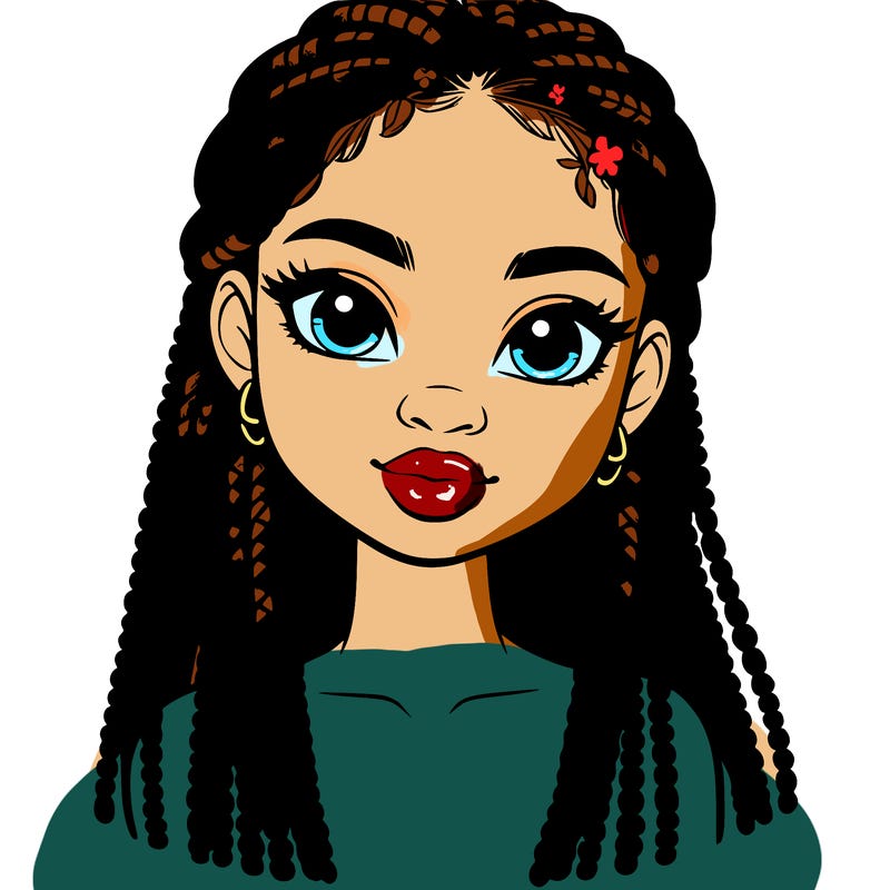 a realistic black girl with braids