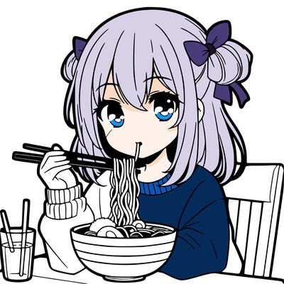 anime girl eating ramen