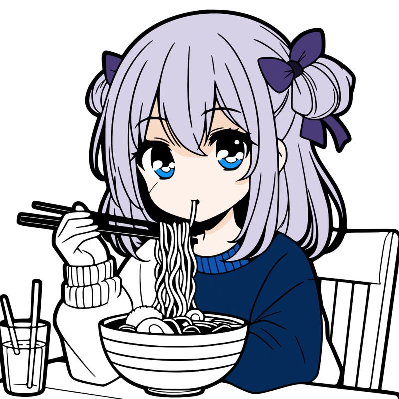 anime girl eating ramen