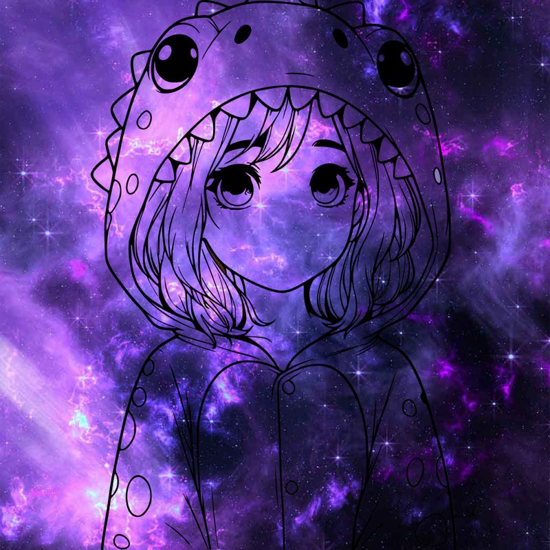 a girl in a dinosaur onesie realistic