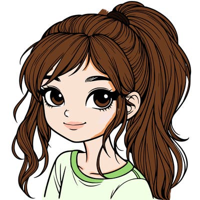 realistic girl with ponytail