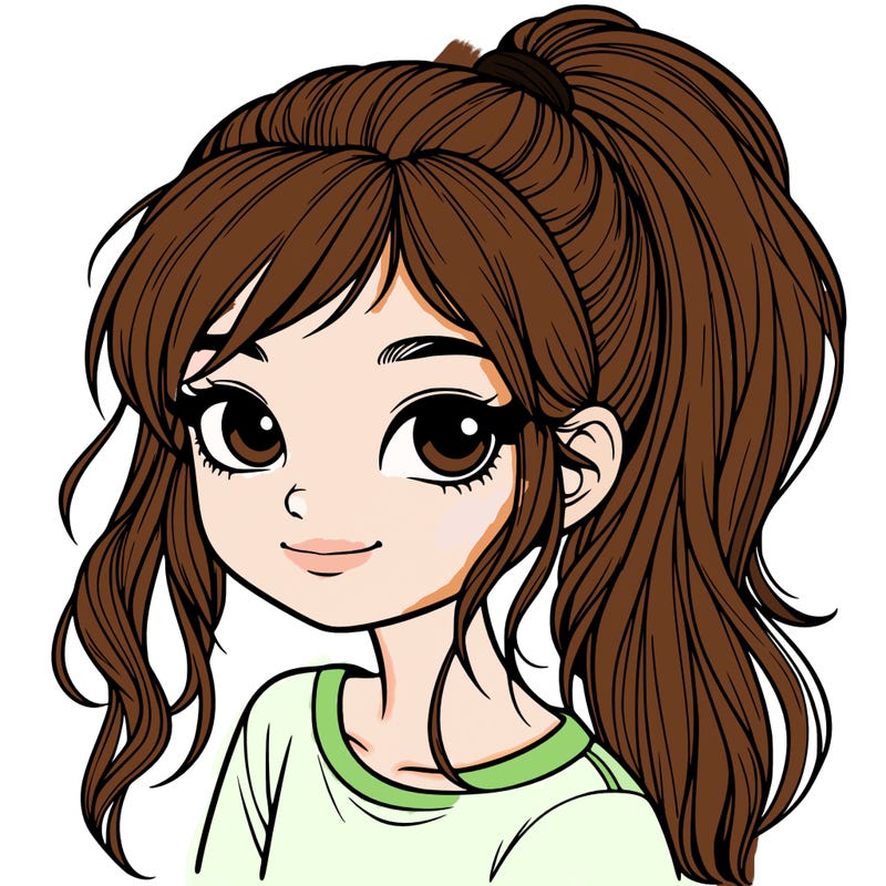 realistic girl with ponytail