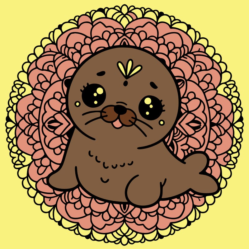 a cute baby seal mandala