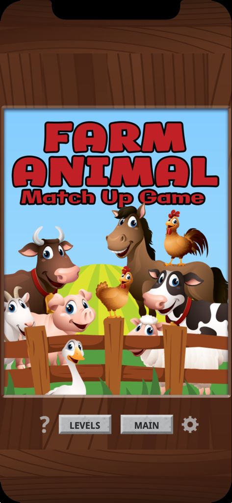 Farm Animal Match Up Game - Farm Animal Match Up Game title screen with cartoon farm animals