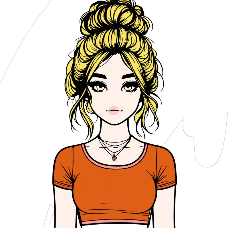 realistic girl with messy bun and croptop