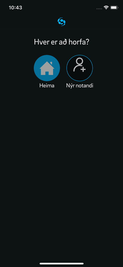 Pantalla de selección de perfil de usuario de la aplicación Sjonvarp Simans