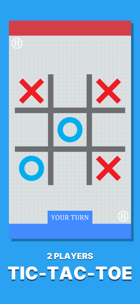 Dos jugadores jugando al tic tac toe en un dispositivo en la aplicación Challenge Your Friends