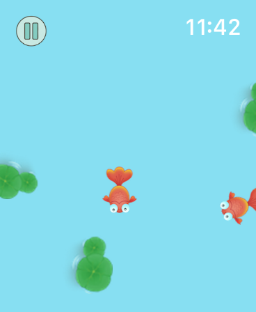 Watch Games-Summon the Dragon - Orange goldfish swimming in a blue pond with lily pads in the Summon the Dragon game