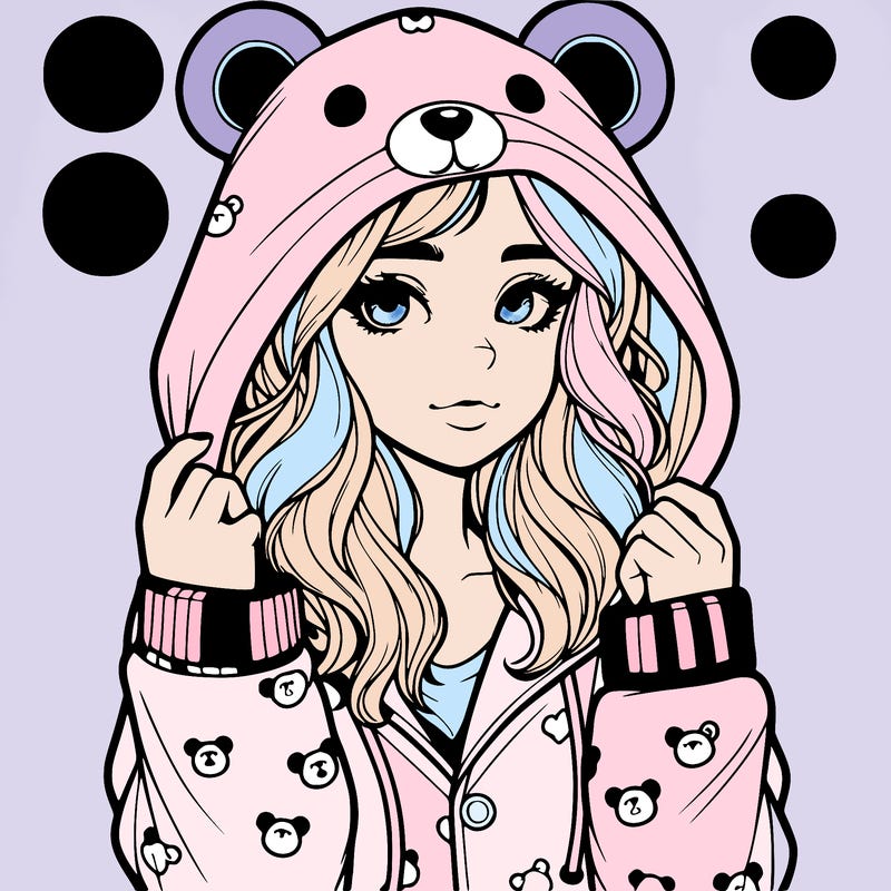 realistic girl in a animal pjs hoodie