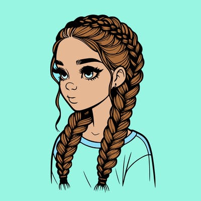 realistic girl with braids