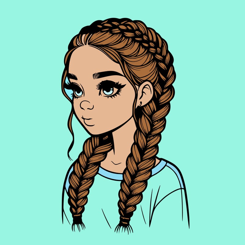 realistic girl with braids