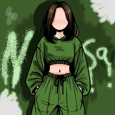 realistic girl faceless with baggy pants and a crop top