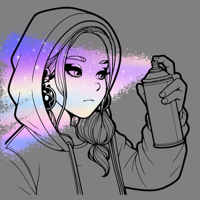 a realistic girl, spray painting