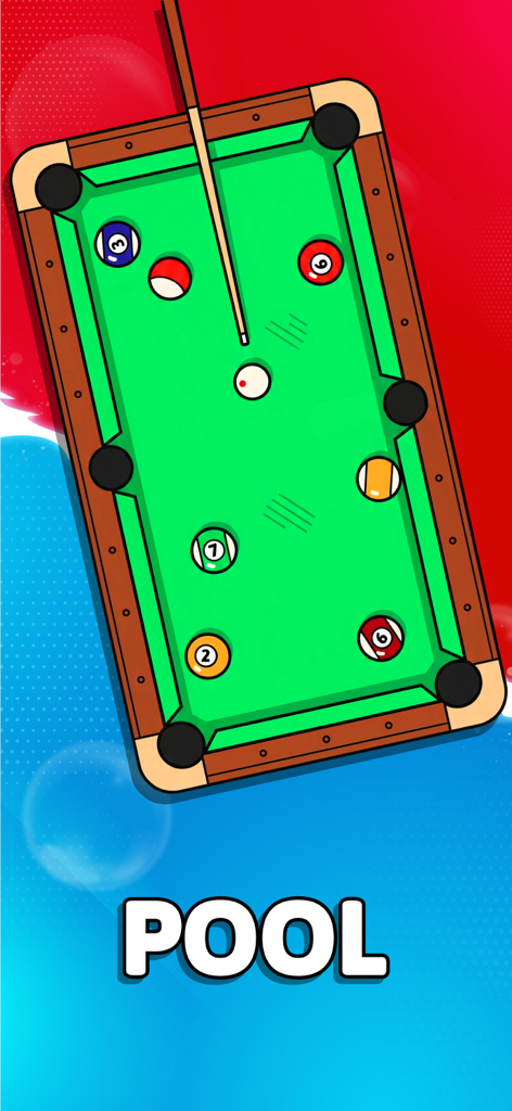 Two Player Games - Red Vs Blue - Top down view of a pool table mini game for two players.