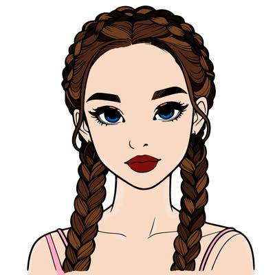 realistic girl with braids