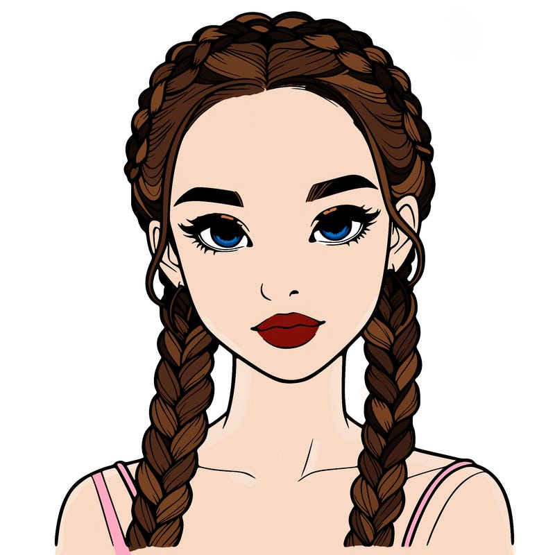 realistic girl with braids