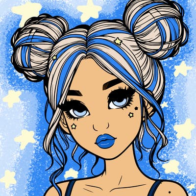 realistic girl with space buns