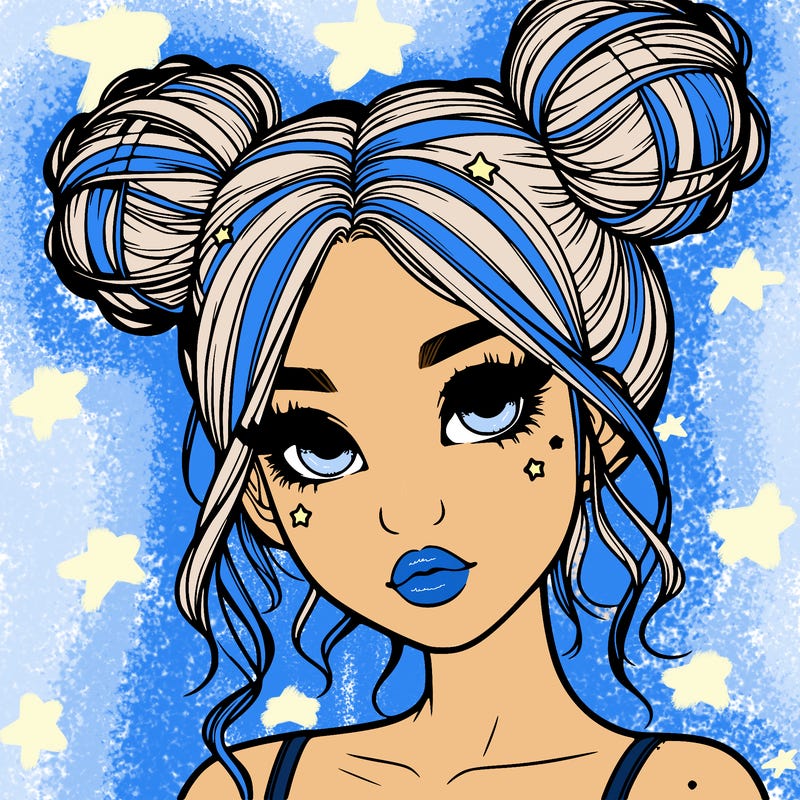 realistic girl with space buns