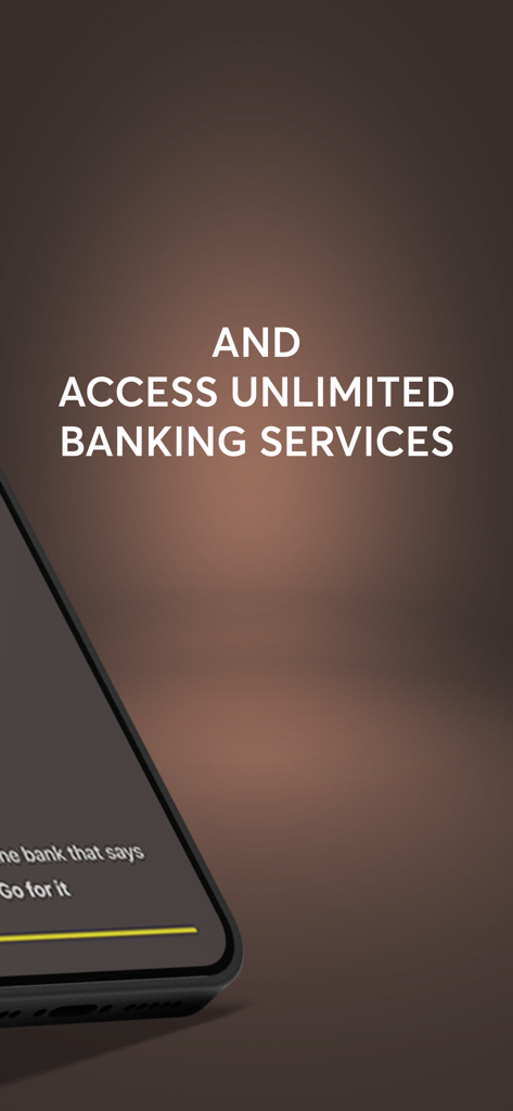 Captura de tela do aplicativo NCBA NOW mostrando acesso a serviços bancários ilimitados em uma tela de smartphone