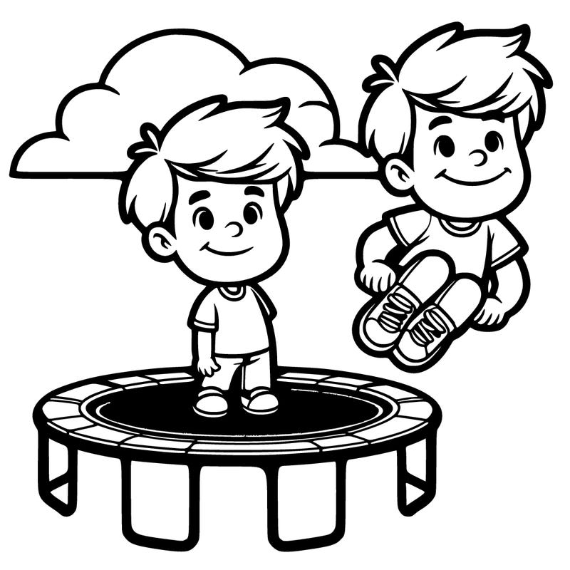 boy on a trampoline