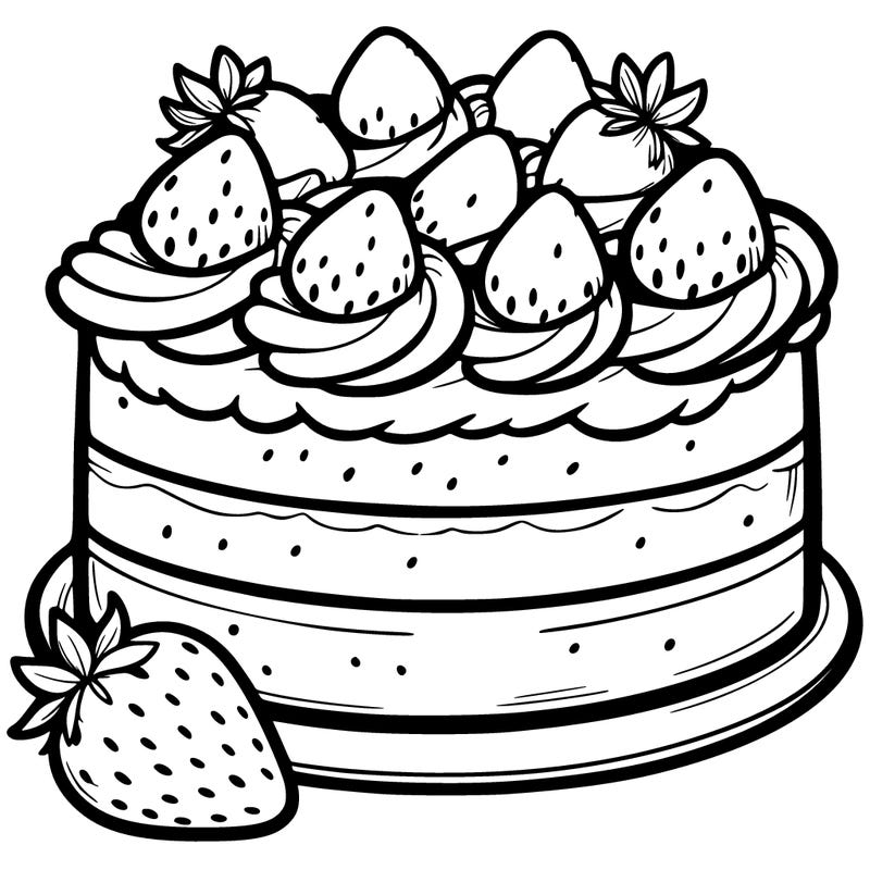 cake with whipped cream and strawberries