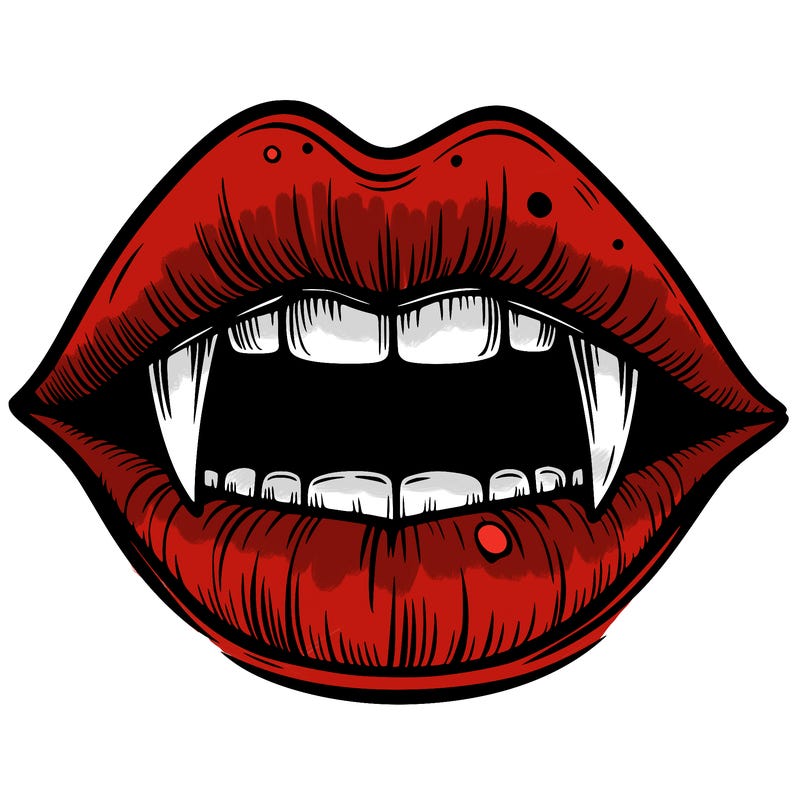 lips with vampire teeth