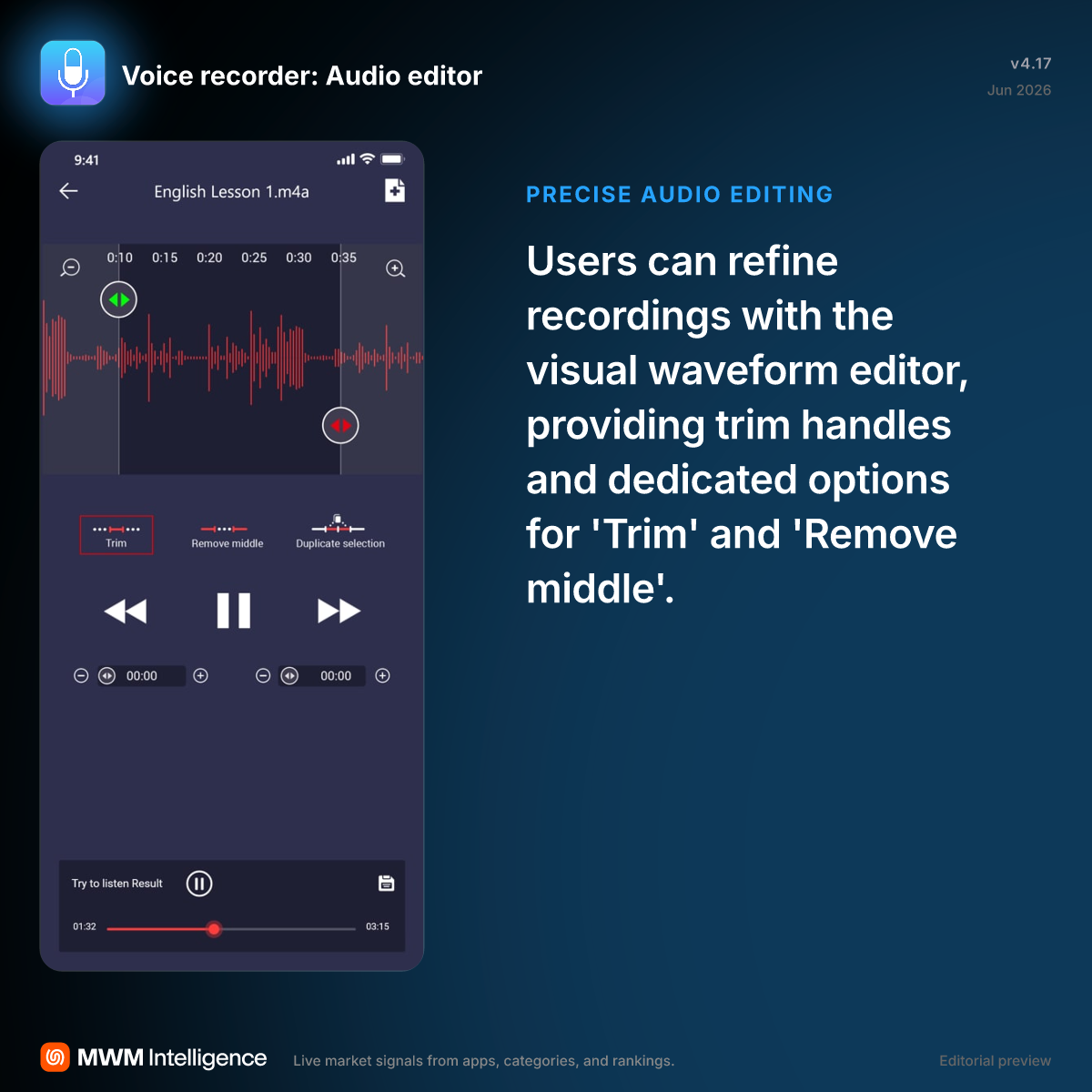Voice recorder: Audio editor - Utilities App | MWM
