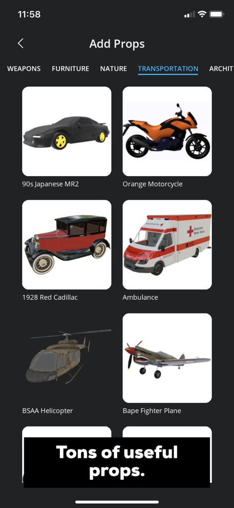 Magic Poser - Art Pose Tool - Magic Poser interface showing various 3D vehicle models like cars motorcycles and helicopters for artists