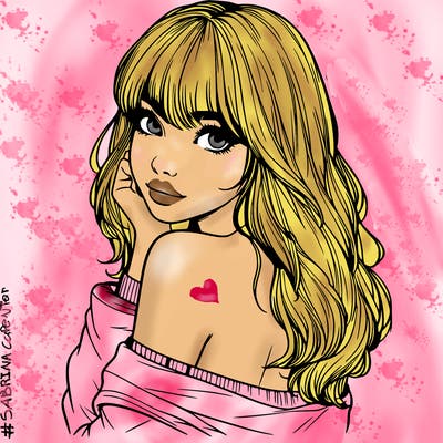 realistic girl with bangs looking over her shoulder