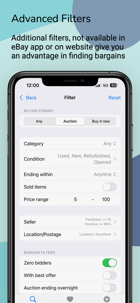 Search for eBay - Filtri di ricerca avanzati per trovare affari su eBay inclusi aste senza offerte e aste notturne