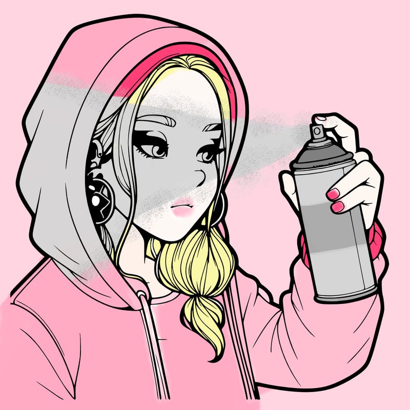 a realistic girl, spray painting