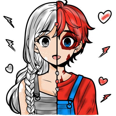 realistic girl boy split