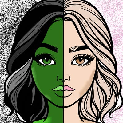 realistic girl split half