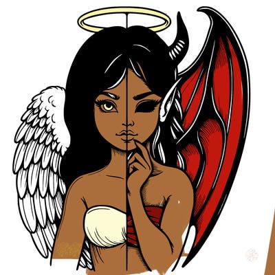 realistic angel half demon