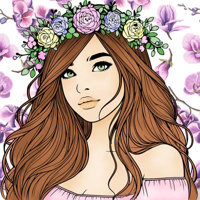 realistic girl with flower crown