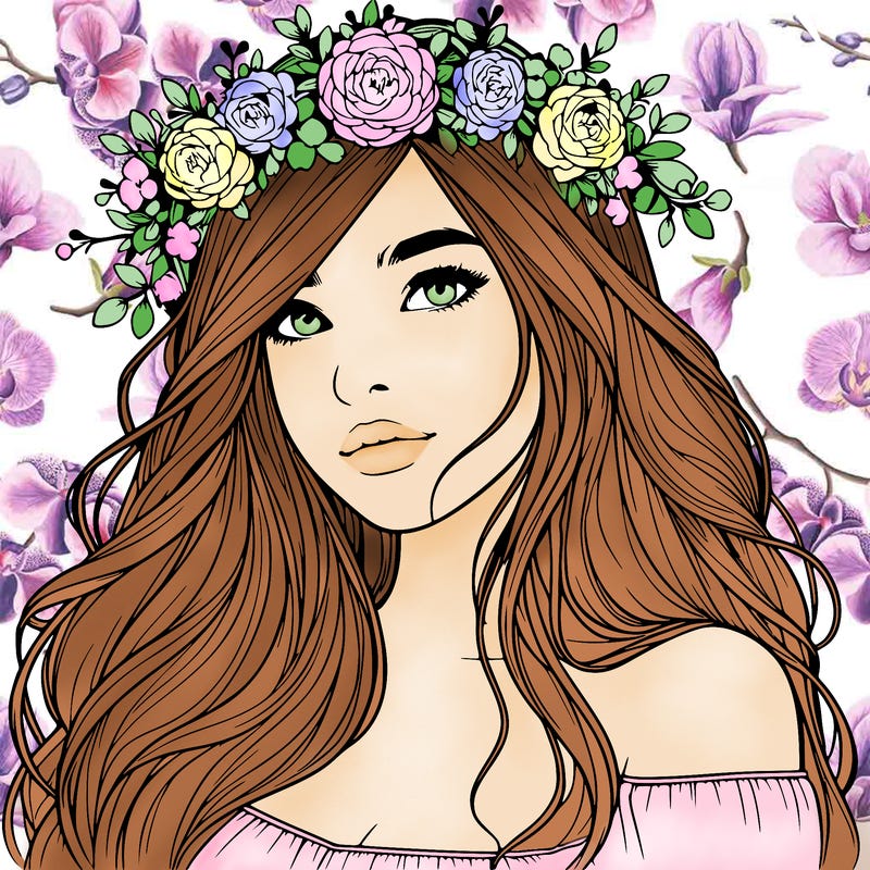 realistic girl with flower crown