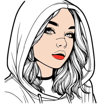 realistic girl with hood on