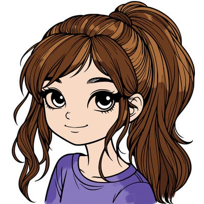 realistic girl with ponytail