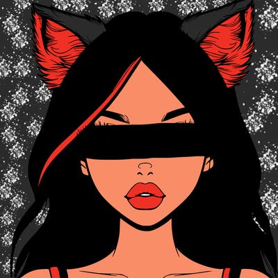 realistic girl with fox ears and realistic lips