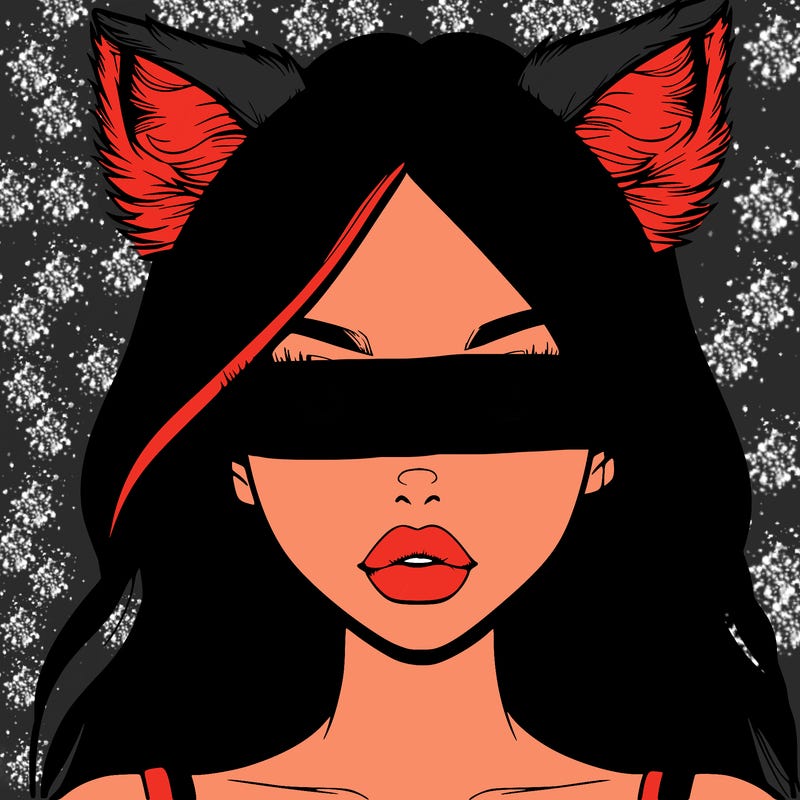 realistic girl with fox ears and realistic lips