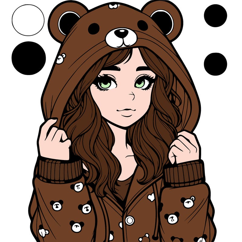 realistic girl in a animal pjs hoodie
