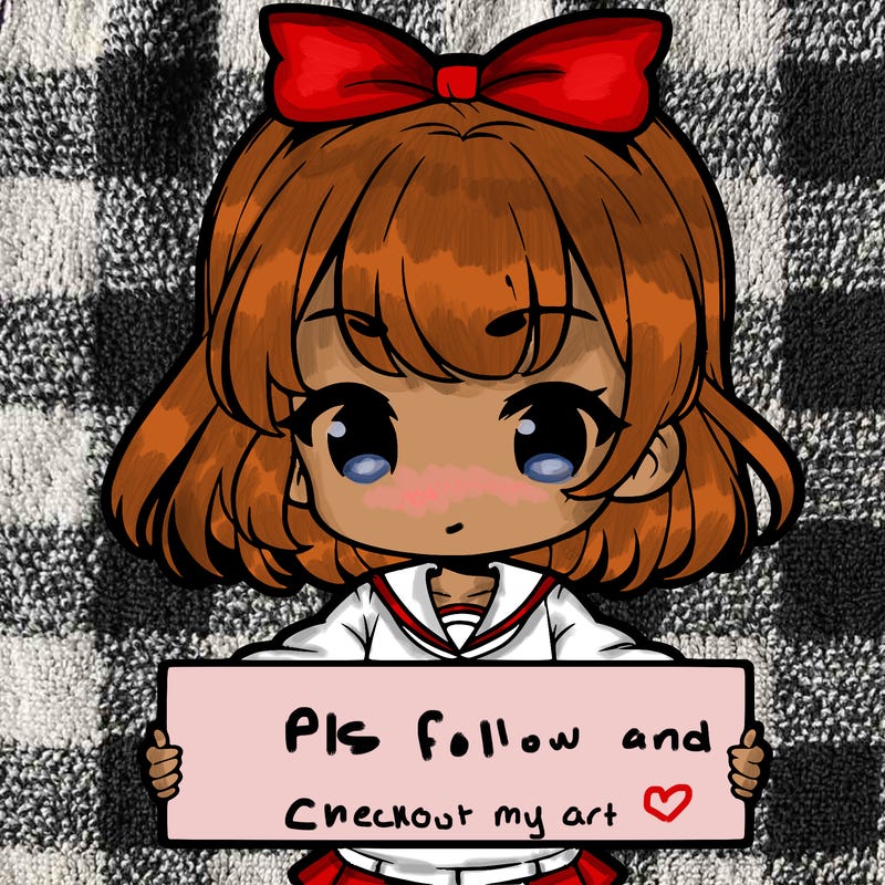 cute anime girl holding a sign