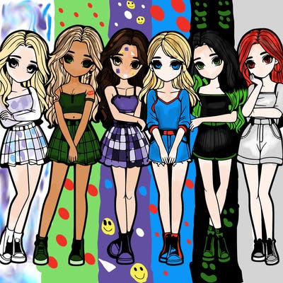 a group of girls realistic