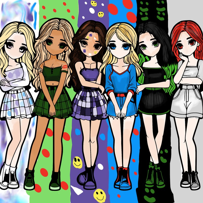 a group of girls realistic