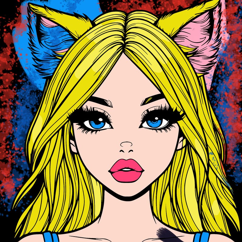 realistic girl with fox ears and realistic lips