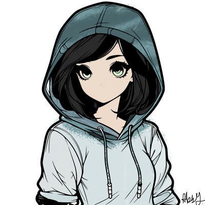 realistic girl with hoodie