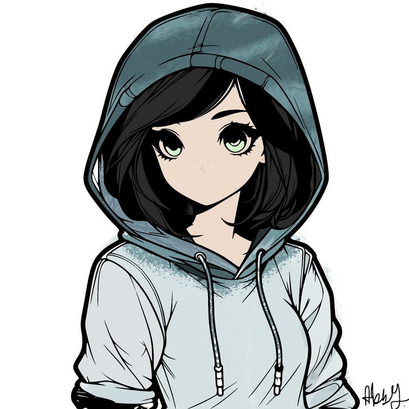 realistic girl with hoodie